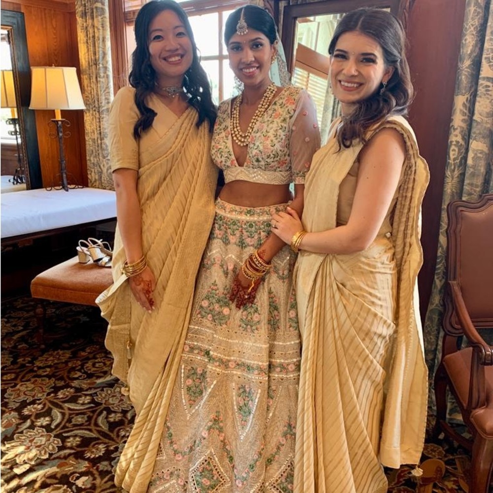 Elegant Cream and Pink Lehenga